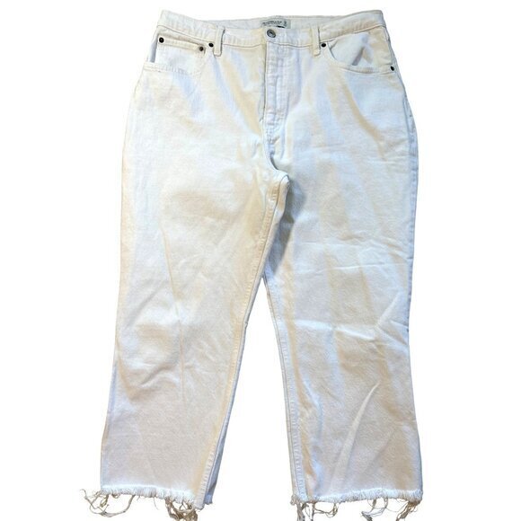 Abercrombie & Fitch Womens Jeans Size 33 /‎ 16 White Ultra High Rich Kick Flare - Picture 1 of 10